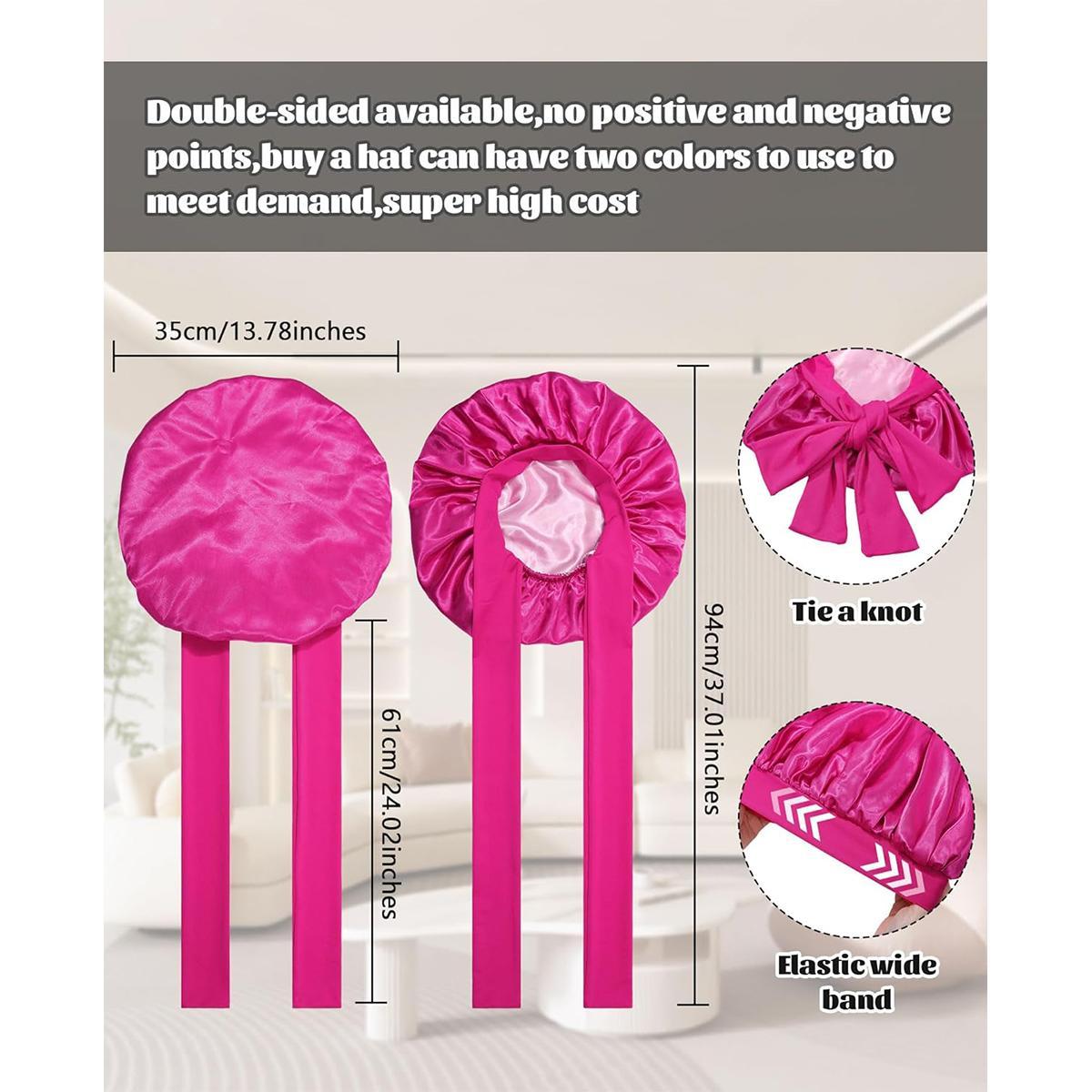 AWAYTR Satin Bonnet for Hair Protection Women Men Reversible Double Layer Two-Color Silk Like Texture for Sleeping Cap Hair Bonnet with Elastic Tie Band Gift box for Curly Hair Night Cap
