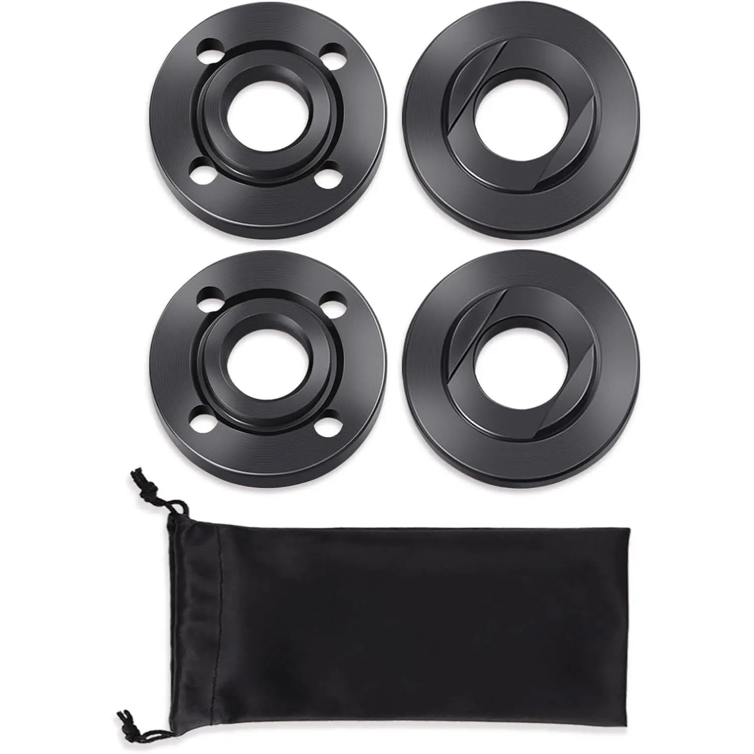 4PCS Carbon Steel Angle Grinder Flange Nut Set Pack, Premium Easy-Install Lock Nuts with Storage Bag, 5/8"-11 Threaded Shaft, 6.3*3.15 Inches Size Match for 4.5"-5" Multi-Model Milwaukee Makita Metabo Dewalt Bosch Ryobi Black Decker Replacement Parts