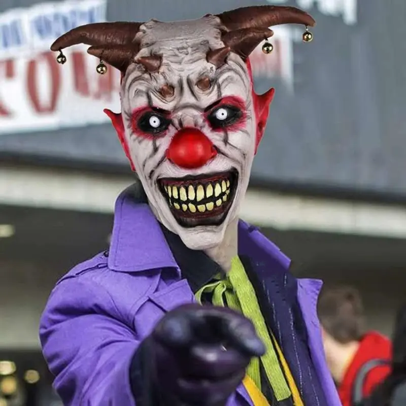 1pc Horror Bell Clowns Latex Headgear, Halloween Costume Mask, Festival Performance Prop, Perfect for Party Decorations