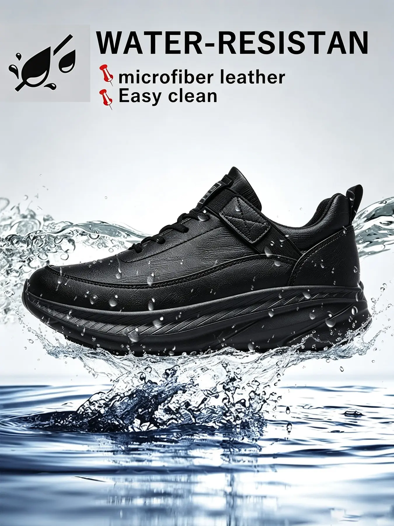 Men’s Oil-resistant and Waterproof Leather Chef Work Shoes with Thickened Soft Cushioning Insoles, Comfortable Occupational Footwear Suitable for Kitchen Staff, Catering Service Workers and People Who Need to Stand for Long Hours at Work