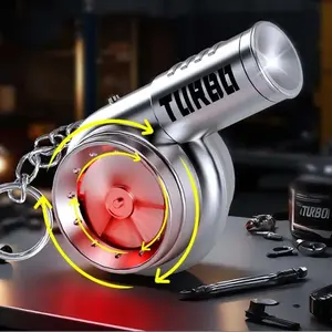 With Sound Turbo Key Chain Light Torch Car Keyring Turbocharging Pendant Plastic Spinning Simulation Turbo Christma Gifts