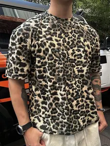 Men's Leopard Print T-Shirt, Casual Short Sleeve Jersey, Comfortable Loose Fit, All Seasons, Outdoor & Party Wear