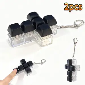 2 Pcs Faith Cross Keyboard Fidget Toy - Crisp Sound, Relax Fidget Clicker Keychain, Quiet Anxiety Gift Toys for Adults at Work, Travel, Home - Anxiety Relief& Focus Boost Women and Men(Black)