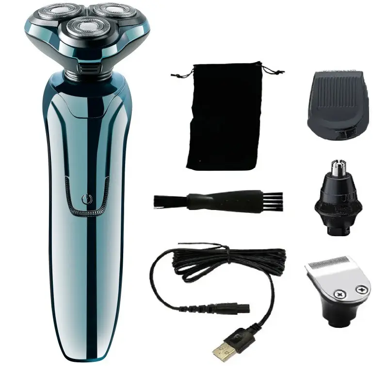 Household Multi-functional Men Grooming Kit, Electric Shaver for Shaving, Sideburn & Nose Hair Trimming, USB Charging Portable Razor, Cordless Rechargeable Shaver