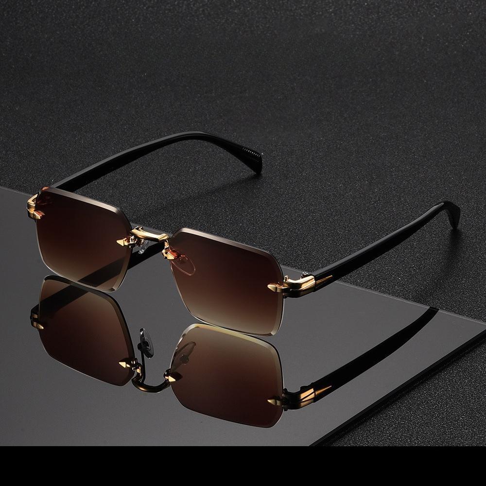 Luxury Brand Retro Sunglasses – Rimless Rectangle Design, Fashionable Shades for Men & Women, Ideal for Casual Summer Days, Sun Protection, and Trendy Outdoor Accessories