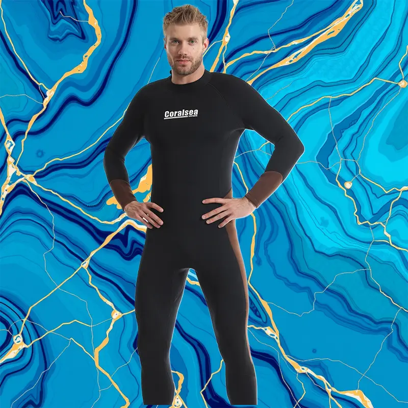 Men 3mm Thick One Piece Wetsuit Plus Size Cold Proof Thermal Swimsuit for Winter Swimming Surfing Rescue Work