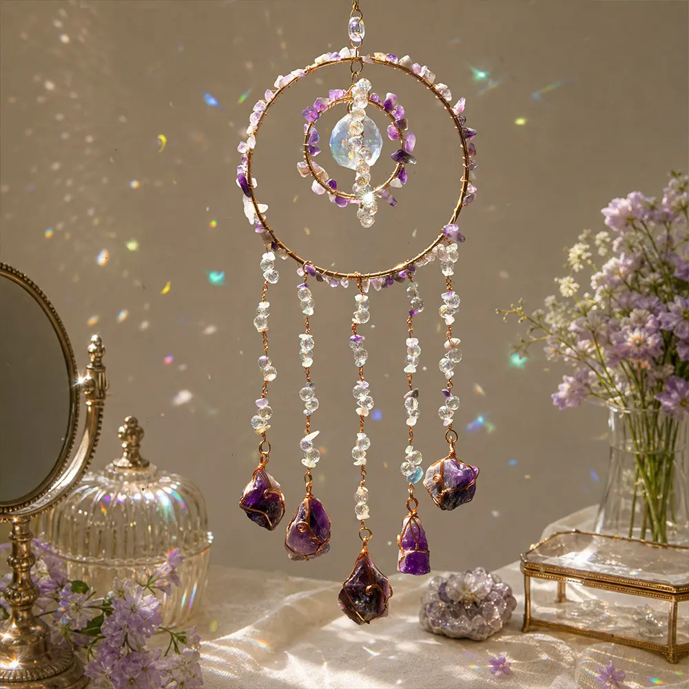 Sunshine Catcher Crystal Prism, Handmade Dream Rainbow Machine, Crystal Stone Window Decor, Ideal Gift for Women, Home Garden Courtyard Decoration