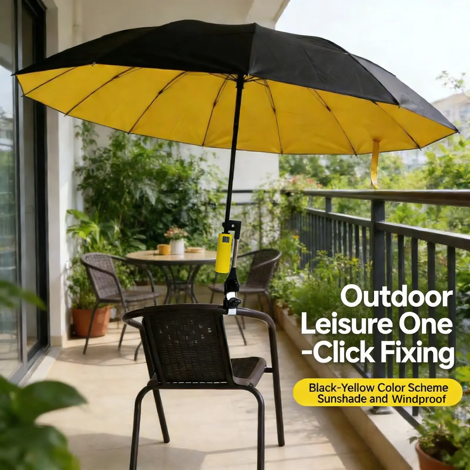 Outdoor Camping Sunshade Umbrella with Clip, 49-Inch Large Shade, UV Protection, Beach Gear, Outdoor Parasol, Ideal for Travel, Fishing, Golf, Sports Events