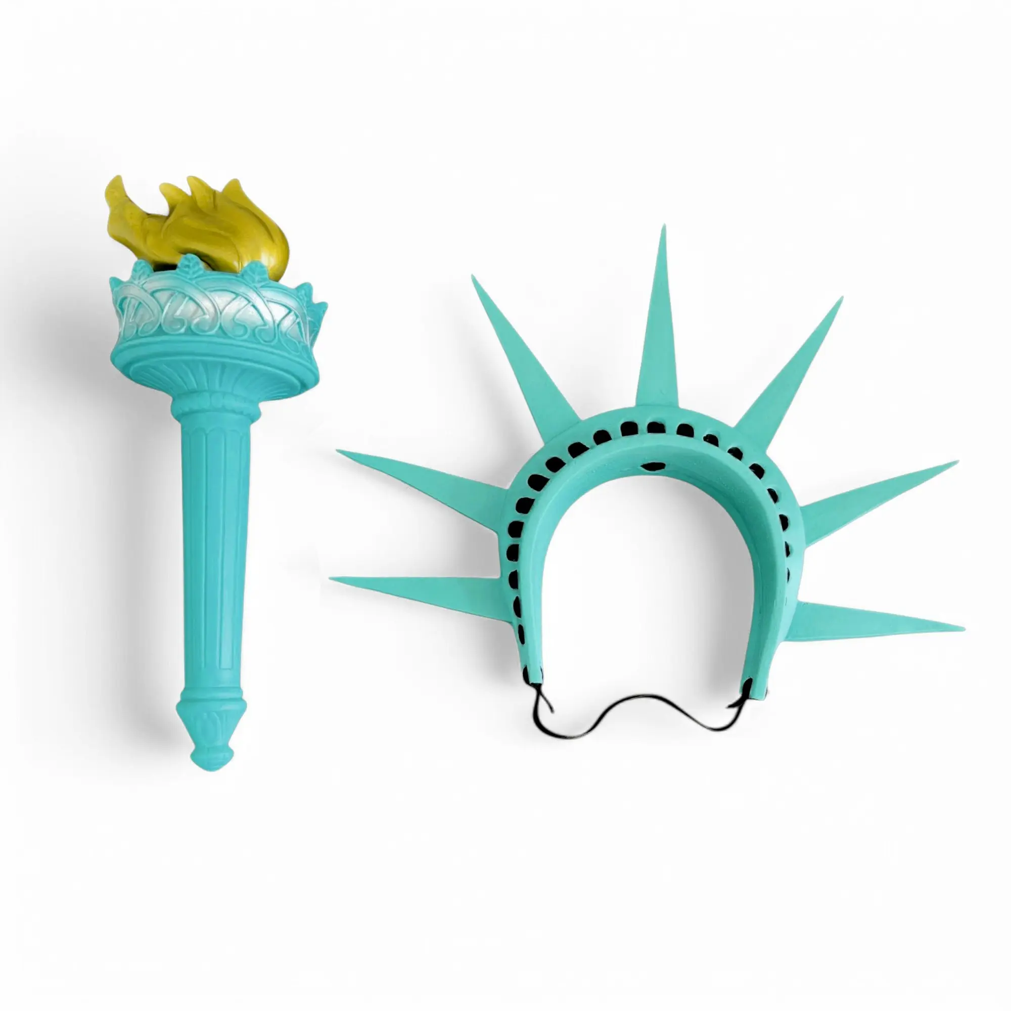 New Liberty Statue Costume Set, Themed Headwear Crown Torch Accessories, Creative Patriotic Halloween, Adult Unisex, Party Cosplay