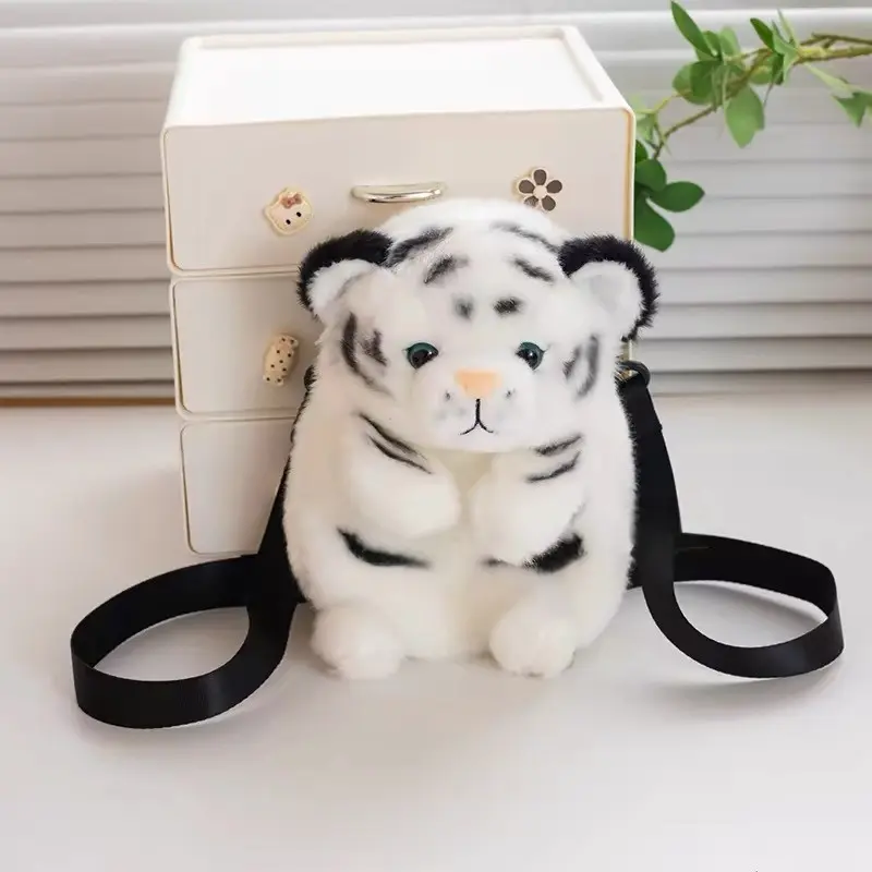 Cute Animal Backpack, Plush Toy Fluffy Crossbody Bag, Simulation Tiger Design, Adorable Pet Accessory, Perfect Gift for Kids & Adults, Crossbody Shoulder Bags