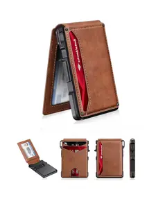 Minimalist Men's Slim Wallet: 9-13 Cards, Card Id Holder, Money Clip, ID Window, Card Id Slots. RFID Blocking, Aluminum Bifold Pop-Up