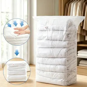 4-Pack No-Pump Vacuum Compression Bags, Thick PA+PE Reusable Odor-Proof Moisture-Dust-Water Resistant Seal Bags with Multi-Sizes Including Small for Clothes & Bedding, Small Size/4Pack