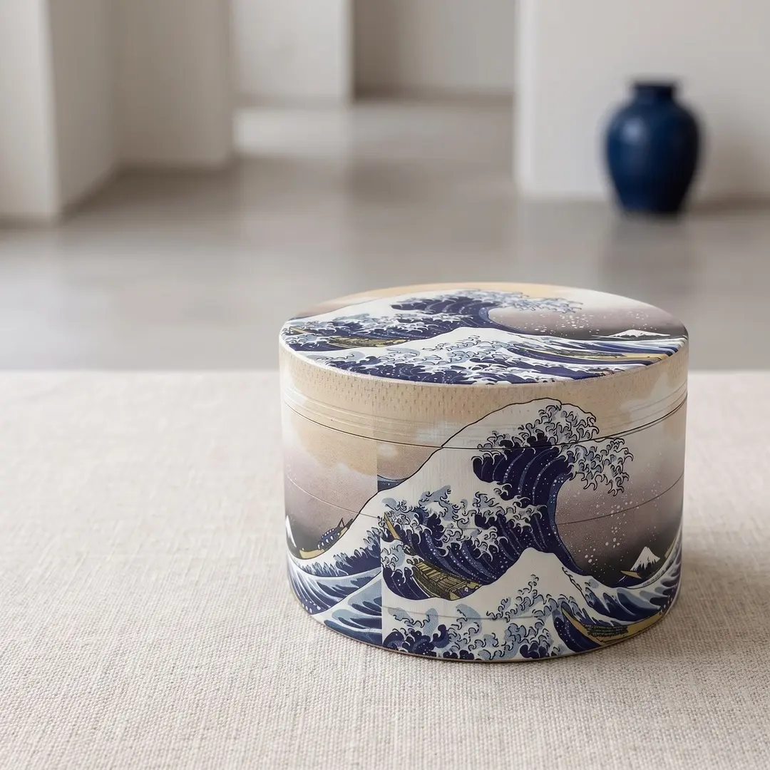 2.48 inch 63mm Ocean Wave Pattern Spice Grinder Metal Manual Four Layer Salt Grinder Pepper Mortar Spice Zinc Alloy Seasoning Spice Grinder Kitchen Cooking Accessories Kitchen Tool Gift