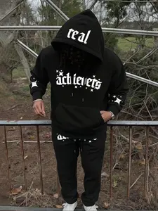 Men's Hooded Sweatshirt Long Pants Set, Comfortable Fashion Design, Suitable for Daily Wear, Fits Any Season, Casual Style