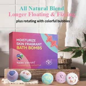Colorful Scented Bath Bombs Gift Box Natural Spa Fizzy Bath Fizzers with Essential Oil Relaxing Self Care Present for Birthday Christmas