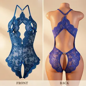 Mourou cross-border European and American plus-size lace sexy foreign trade large-size open-crotch see-through one-piece lingerie