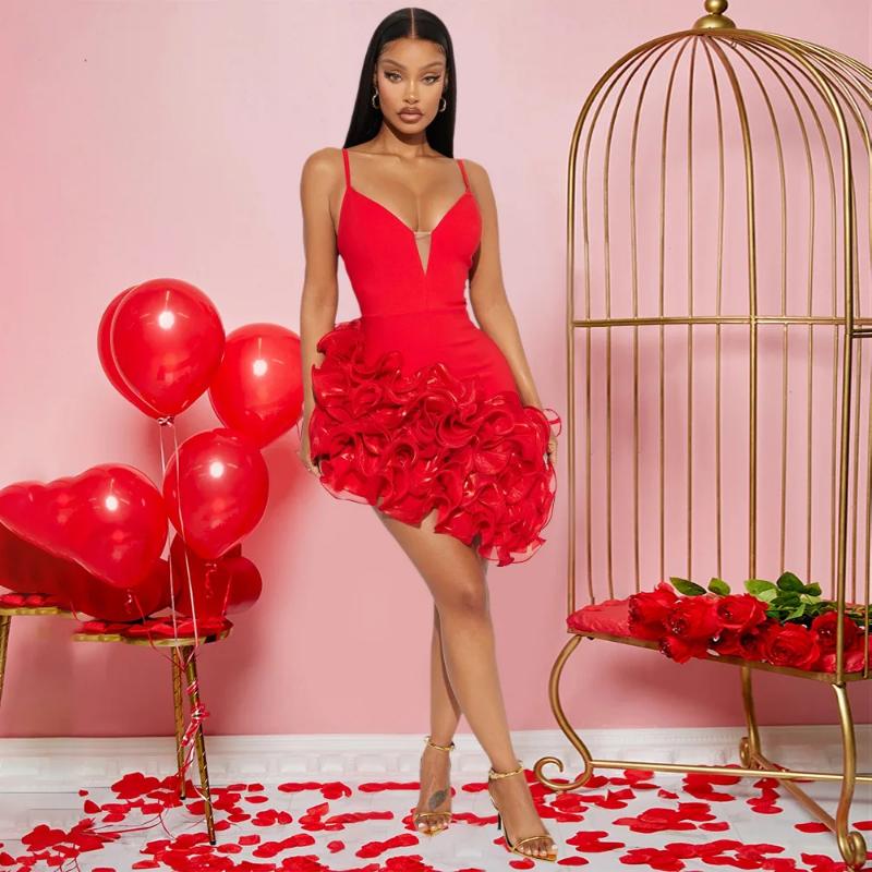 two piece bodycon homecoming dress Two Piece Tight Red Sequins Homecoming Dress – Modsele main image 1