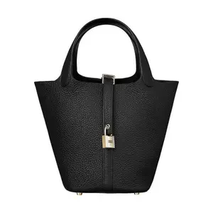 Pre-owned HERMÈS Hermes black gold buckle vegetable basket 18 handbag th25123203