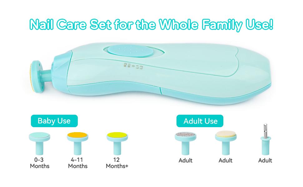 Baby Nail Trimmer Electric,Safe Baby Nail File, Baby Nail Clippers with Light and 6 Grinding Pads for Newborn Infant Toddler or Adults Toes and Fingernails, Kids Nail Care, Polish and Trim