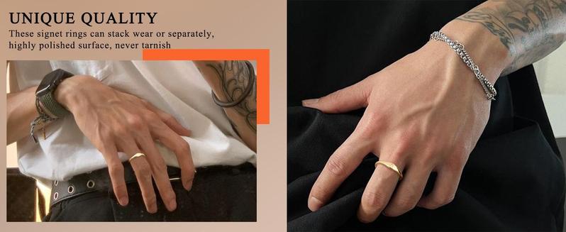 YADOCA 14K Plated Gold Filled Ring Initial Ring Dainty Simple Letter Band Rings Signet Stackable Pinky Alphabet Thin Thumb Rings for Women Non Tarnish Size 6 7 8 9 10