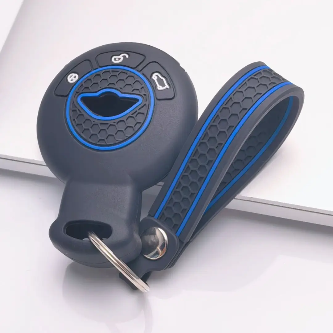 Silicone Key Cover With Key Chain For BMW Mini Cooper S Roadster R55 R56 R57 R58 R59 Remote Smart Key Skin Friendly Precise Cuts Anti Scratch Anti Drop Lightweight Durable Full Coverage Keep Key Clean
