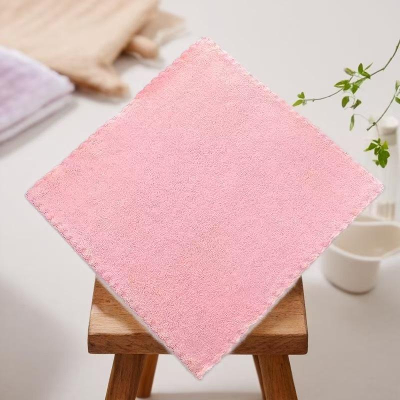 Light purple coral fleece dishcloth, bamboo fiber absorbent thickened cationic cleaning cloth, kitchen lazy cloth