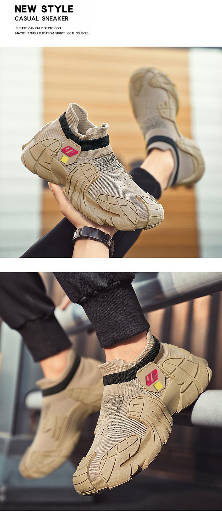 2026 new men's shoes, breathable mesh, new fly-knit casual shoes, thick-soled slip-on lazy sports casual trendy shoes