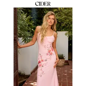 Cider Floral Scoop Neckline Ruffled Mermaid Maxi Dress
