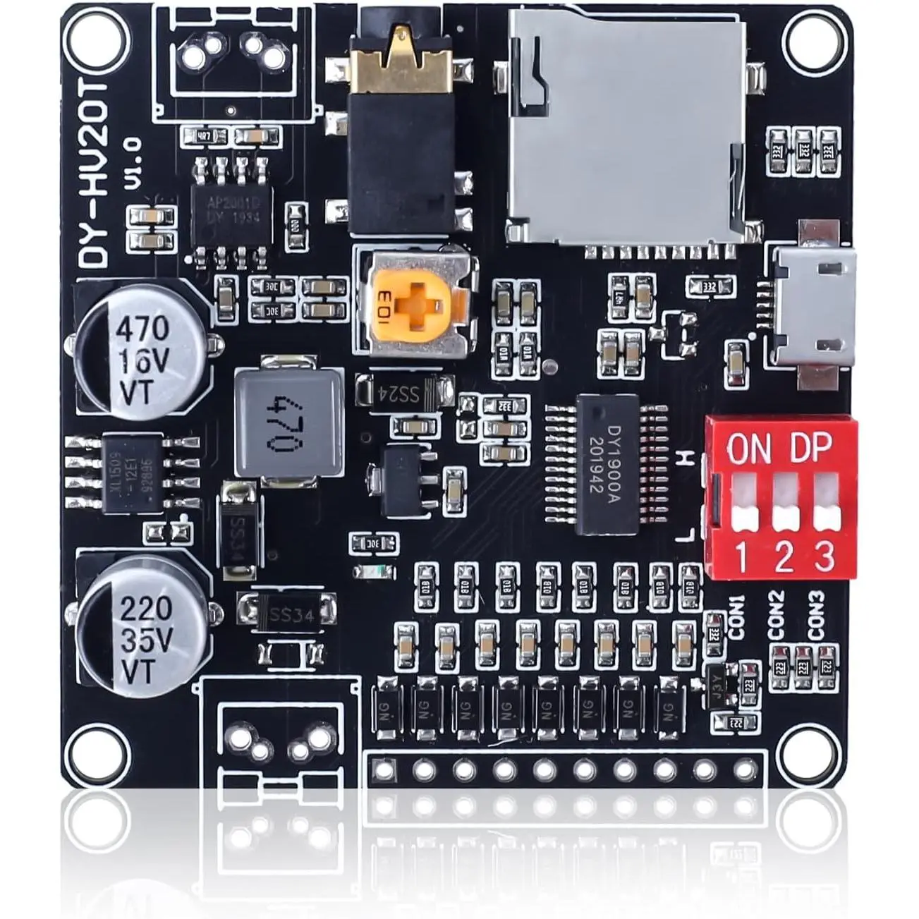 20W Voice Playback Speaker Module - DC 6-35V Adjustable Audio Sound Board with USB Download, 24-bit DAC Output, MP3/WAV Support, 32GB Max TF Card, Synthetic MCU/PLC Compatibility for Electronics DIY & Broadcast Devices