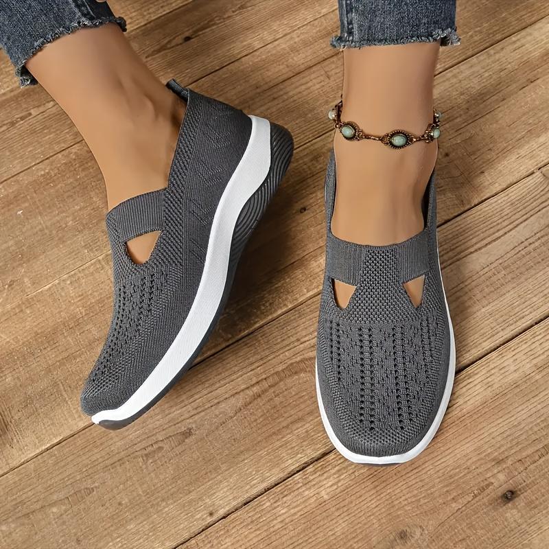 Rain Core |  Lightweight & Comfortable Women's Breathable Knit Slip-On Sneakers |   Beige Design, All-Season Low-Top Casual Footwear with Extended Size Options