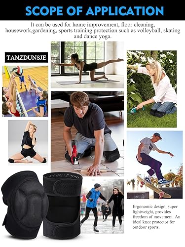 Adult Knee Pads for Gardening, Anti-Slip Collision Avoidance Kneepads with Thick EVA Foam, for House Cleaning, Construction Work, Volleyball, Football Dance Knee Sleeve, 1 Pair (Black)