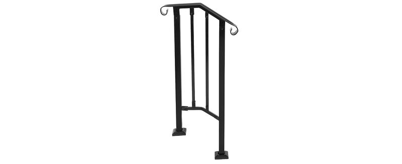 Step Handrail Fit for 1-2 Steps Flexible Porch Railing for Outdoor Steps Steel Stair Railing for Garden, Yard or Porch Black