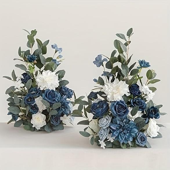 Set of 2 Tall Artificial Floral Arrangements for Autumn Wedding - Aisle & Chair Decor, Banquet Centerpiece, Rose-Themed Party & Outdoor Decoration