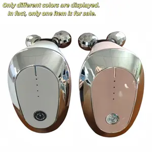 1 3D facial massage roller, a facial massager with vibration and rotating ball, portable skin care device, pink and white in color, powered by USB, for relaxing the face and jaw, ideal beauty tool for travel, home spa, elegant skin care gadget, smooth app