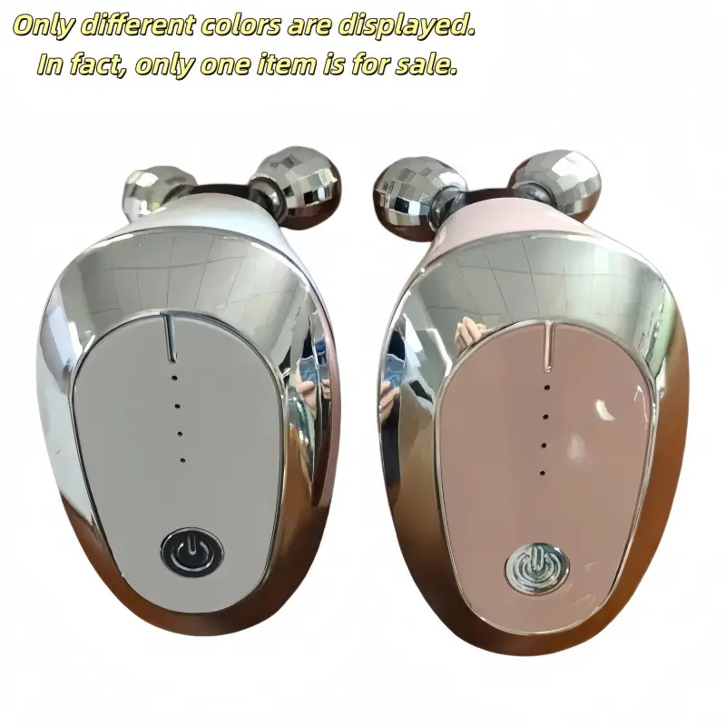 1 3D facial massage roller, a facial massager with vibration and rotating ball, portable skin care device, pink and white in color, powered by USB, for relaxing the face and jaw, ideal beauty tool for travel, home spa, elegant skin care gadget, smooth app