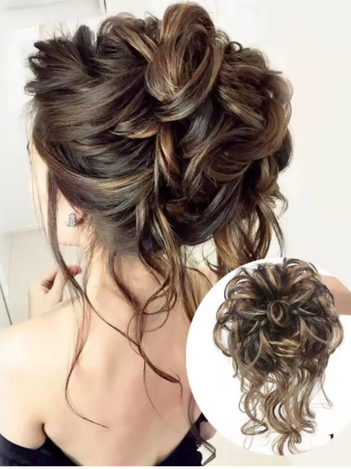 8-Inch Synthetic Curly Wig, Heat-Resistant Fiber, Invisible Hairpiece, Synthetic Fiber Hairpieces, Elastic Ponytail, Curly Ponytails, Fiber Synthetic Curls, Easy to Wear, Perfect for All Occasions