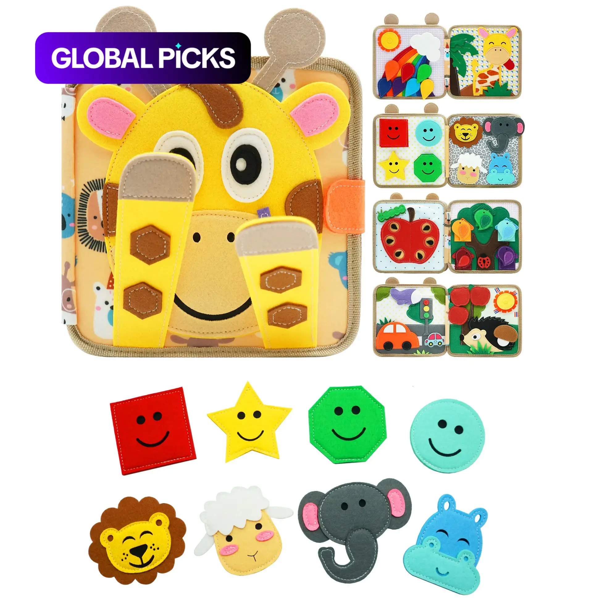 Educational Felt Busy Board Toy, 1-Piece 3D Story Cloth Book, Fine Motor Skills Learning Toy, Travel Toy, Birthday Gift #GLOBAL PICKS