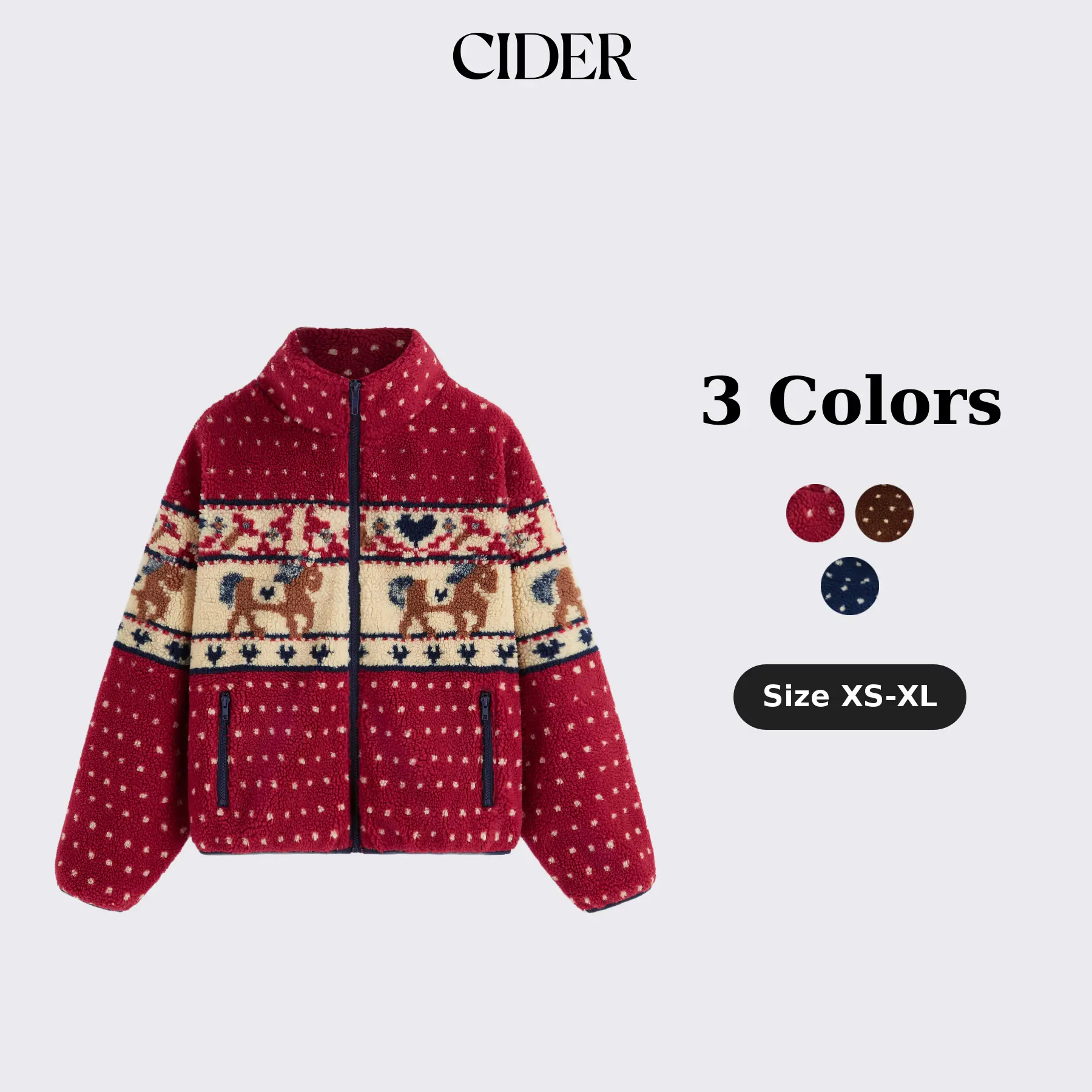 Cider Fleece Collar Graphic Jacket