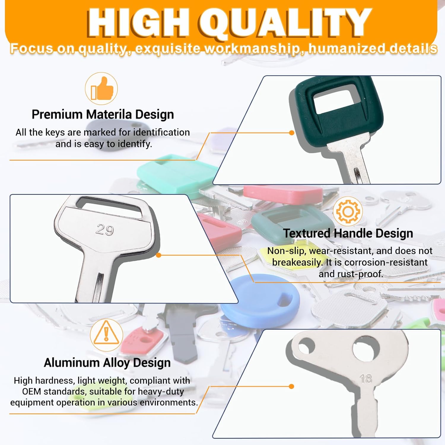 50 Heavy Equipment Keys Master Set, Construction Contractor Machine Ignition Keys Set