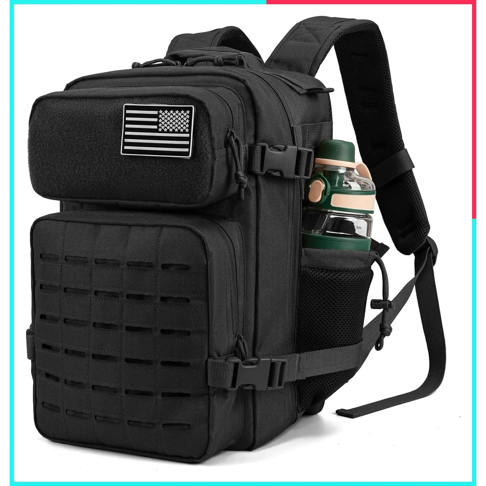 25L/45L Military Tactical Backpack for Men, MOLLE Daypack, 3-Day Bug Out Bag Hiking Rucksack with Bottle Holder