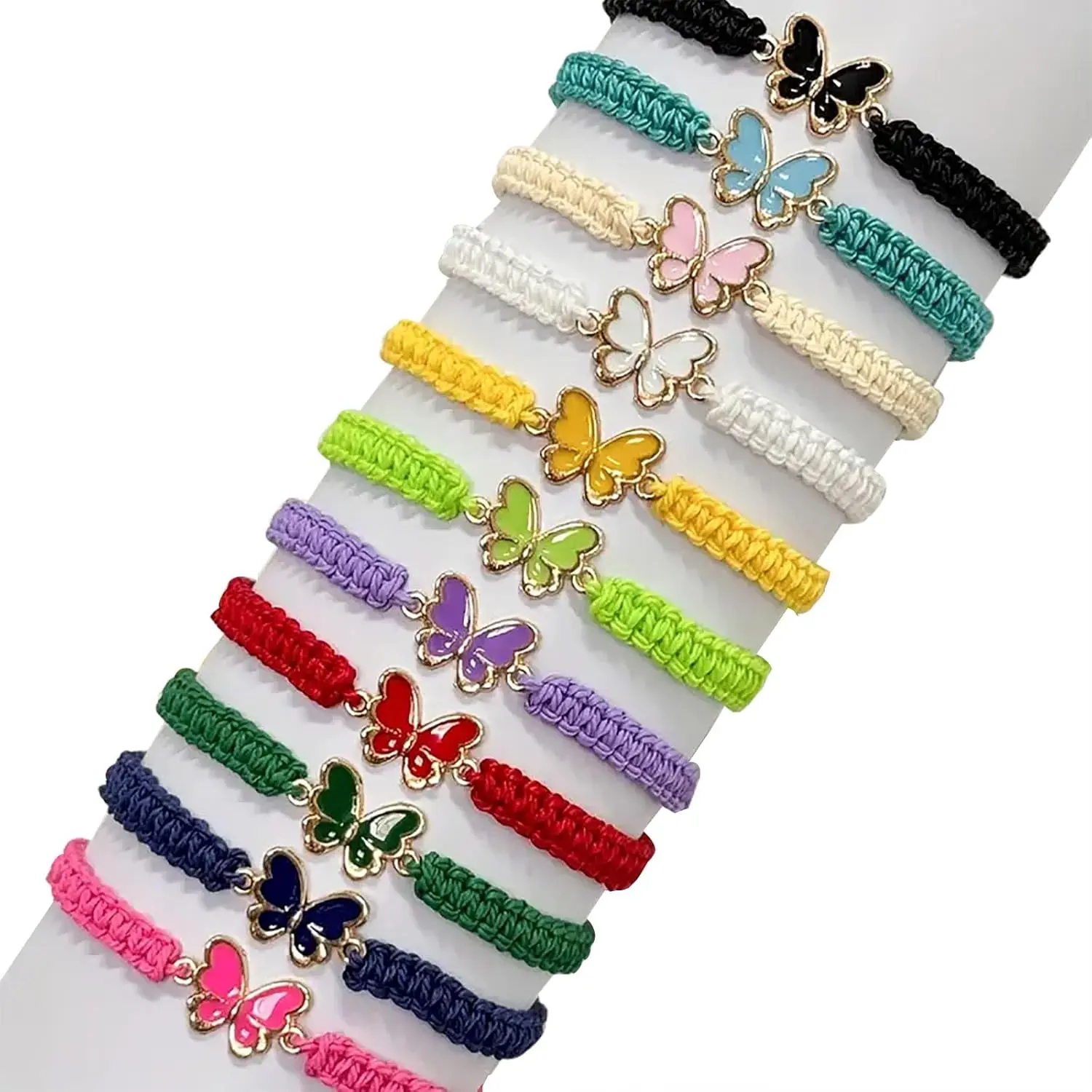 11Pcs Butterfly Friendship Bracelets Set Colorful Handmade Braided Bff Friend Adjustable Wristbands Women
