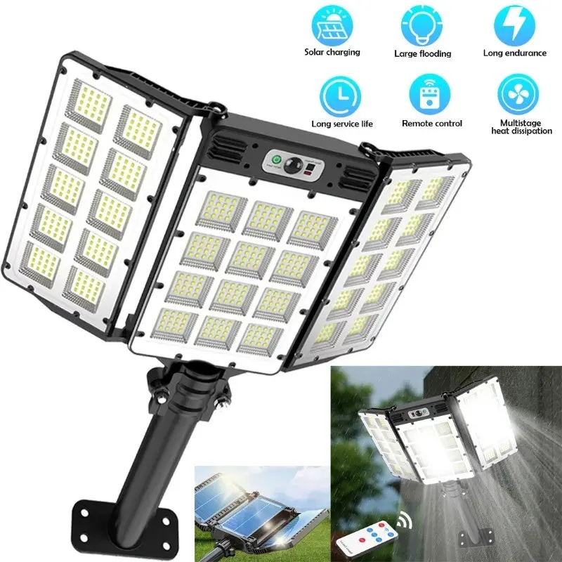 Commercial Solar Wall Lamp Solar Street Light, LED Motion Sensor Outdoor Lights with Remote Control, IP66 Waterproof Adjustable Flood Lights Outdoor for Yard, Garden and Pathway