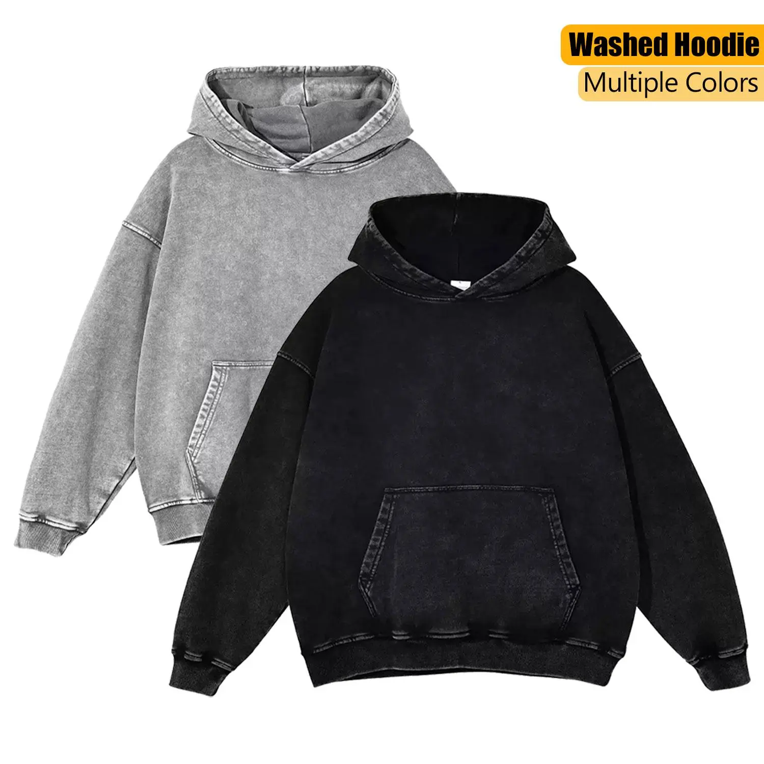 1/2 Pack Acid Wash Hoodie Oversized Vintage Hoodie Unisex Lightweight Hoodie Distress Hoodies for Men Women Couples