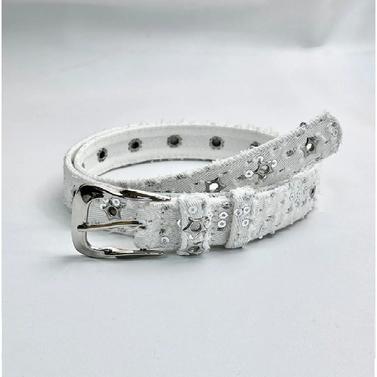 Women’s Vintage Star Eyelet Rivet Denim Waist Belt, Y2K Streetwear Pin Buckle Decor Belt for Jeans & Casual Daily Outfits