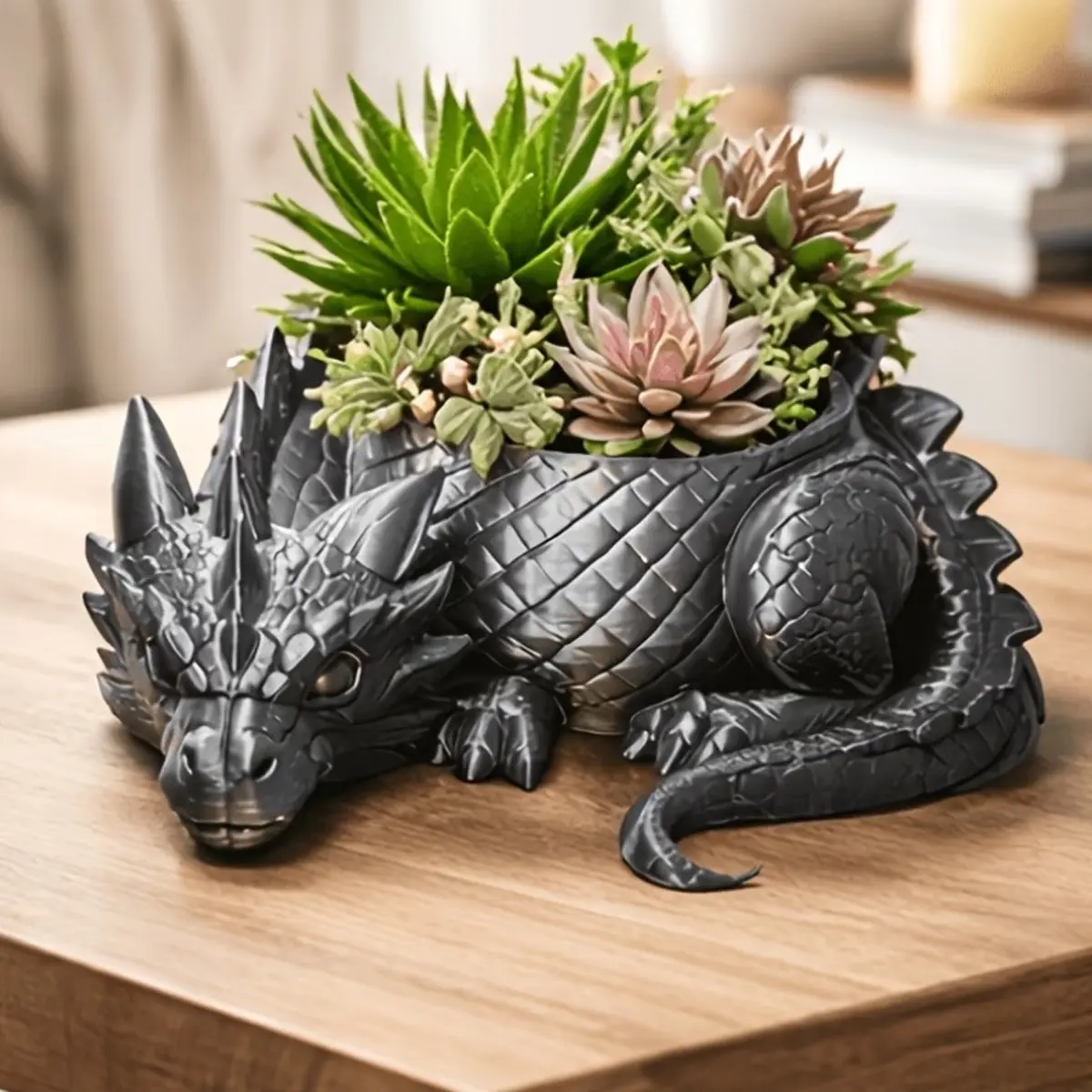 Gothic-Style Dragon-Shaped Planter, 3D-Printed Succulent Pot, Multifunctional Desktop Storage Ornament, Unique Home Decor Item