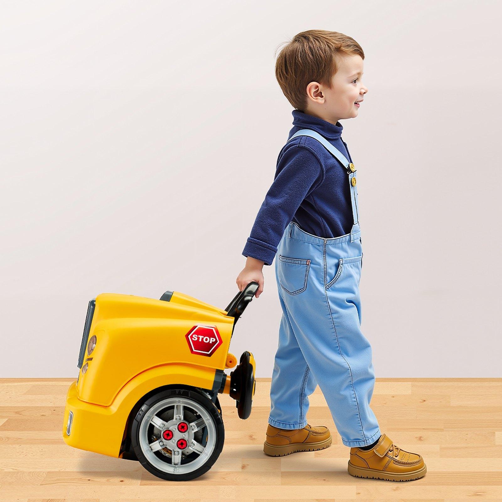 VEVOR Engine Toy, 60 Pieces, Kids Mechanic Car Repair Set with Removable Parts, Lights and Sounds, Steering Wheel and Horn, Kids Mechanic Workshop Set for Toddler Ages 3 Years and Up, Yellow