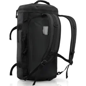 Heavy Duty Convertible Travel Duffel Backpack, Black, 45L | Shoe Compartment, Water-Resistant Tarpaulin, Wide U-Shaped Opening