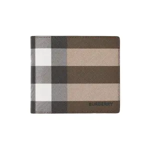 Burberry Check-Fabric Bifold Wallet for Men in Dark Hazel Brown and Multicolor Check