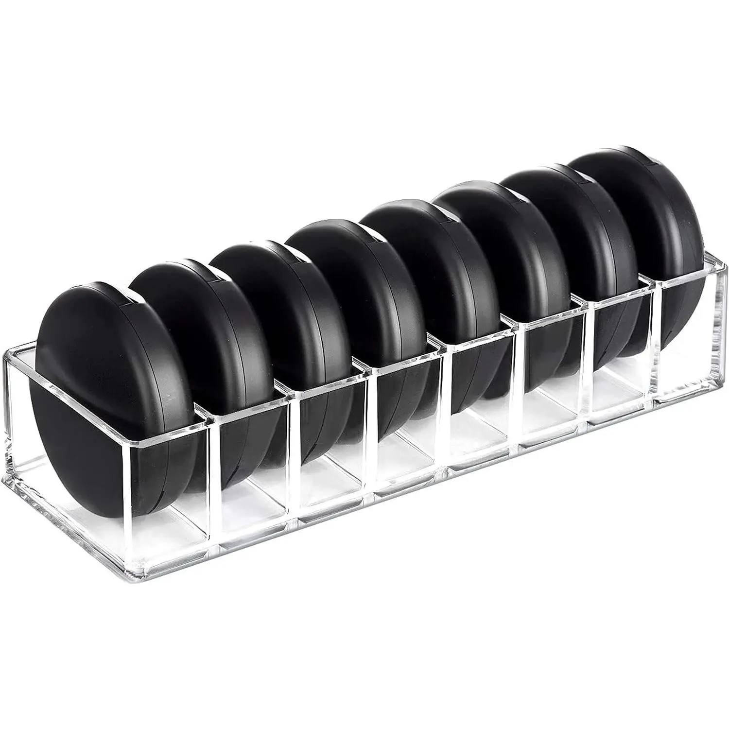 Clear Acrylic Makeup Compact Organizer, 8 Spaces Vanity Organizer Stand Eyeshadow Pallet Storage for Lipstick Bronzer Powder Highlighter, Skincare Cosmetic Display Cases for Bathroom