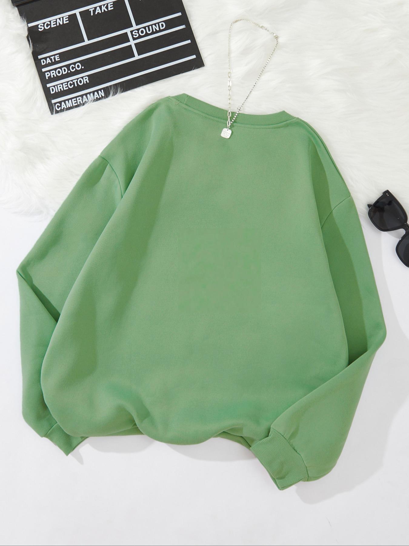 Women's Letter Print Drop Shoulder Sweatshirt, Casual Halloween Long Sleeve Round Neck Pullover for Spring & Fall, Lady Clothes for Daily Wear Black Girl Outfits